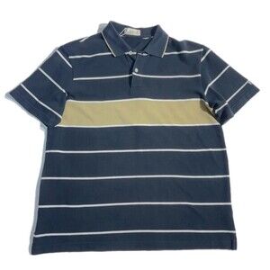 Collezione blue and tan striped short sleeve golf polo shirt Men’s Size Large